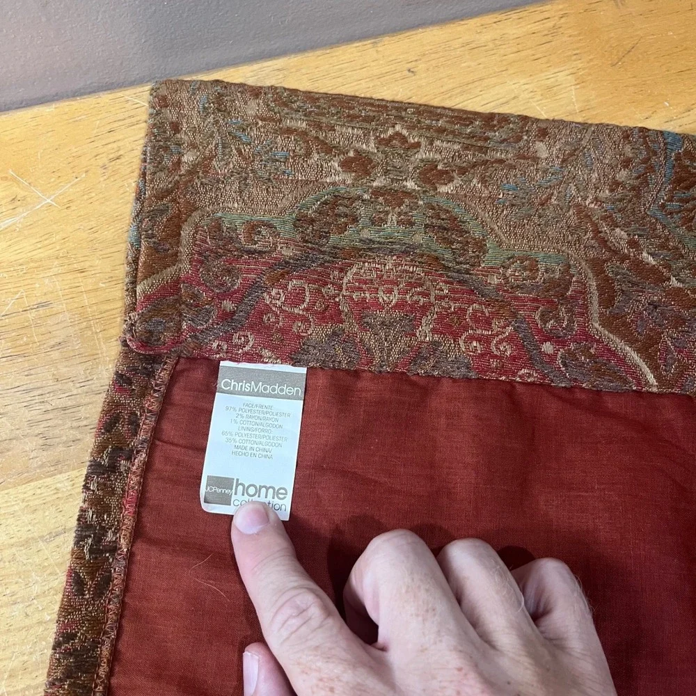 Chris Madden JCPenney Home Paisley Jacquard Valance Burgundy Bronze 78x18 Vtg